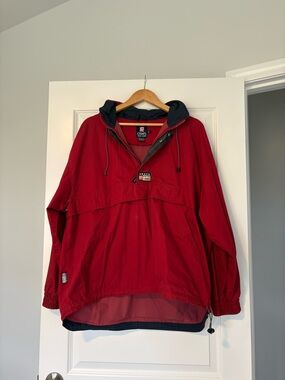 Vintage Chaps by Ralph Lauren Red Pullover Windbreaker Jacket Men M